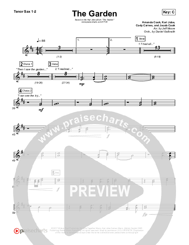 The Garden Tenor Sax 1,2 (Kari Jobe)
