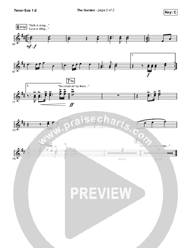 The Garden Tenor Sax 1,2 (Kari Jobe)