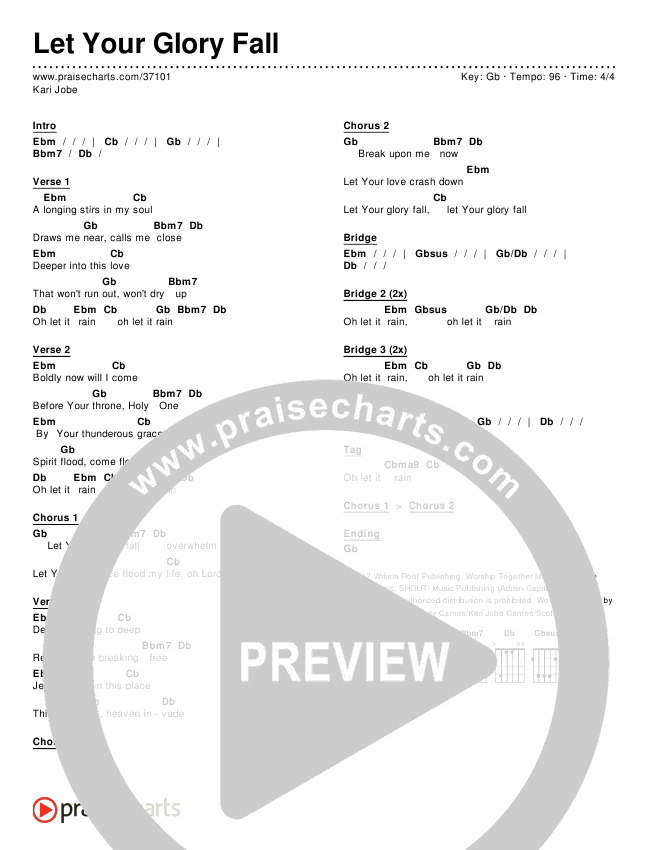 Let Your Glory Fall Chords & Lyrics (Kari Jobe)