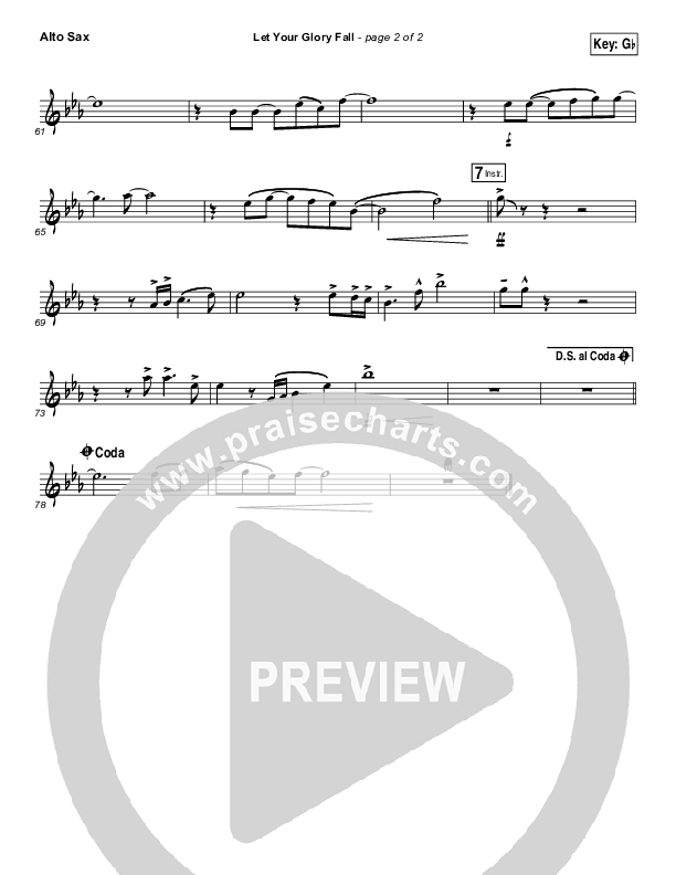 Let Your Glory Fall Alto Sax (Kari Jobe)