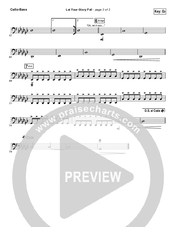 Let Your Glory Fall Cello/Bass (Kari Jobe)