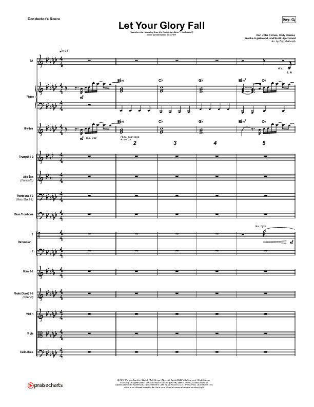 Let Your Glory Fall Conductor's Score (Kari Jobe)