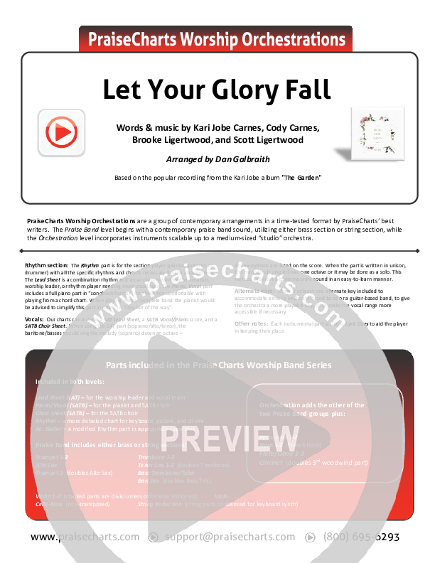 Let Your Glory Fall Cover Sheet (Kari Jobe)