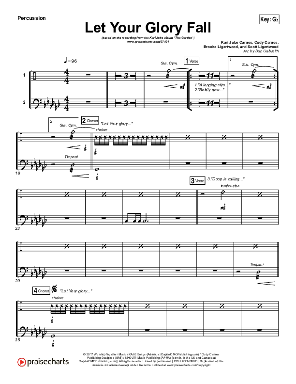 Let Your Glory Fall Percussion (Kari Jobe)