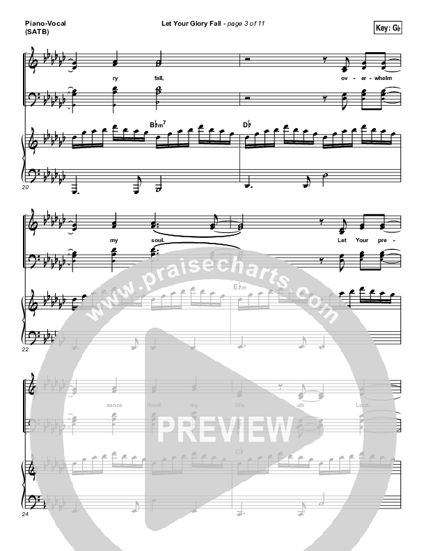 Let Your Glory Fall Piano/Vocal (SATB) (Kari Jobe)