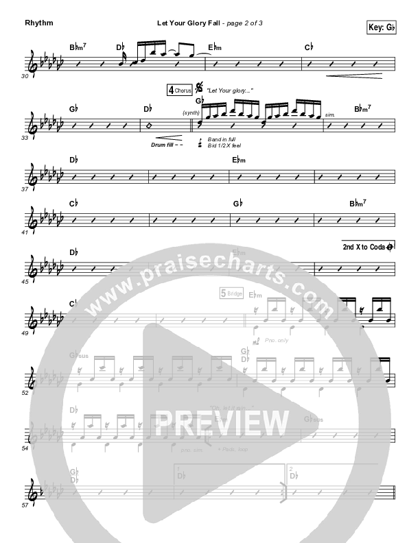 Let Your Glory Fall Rhythm Chart (Kari Jobe)
