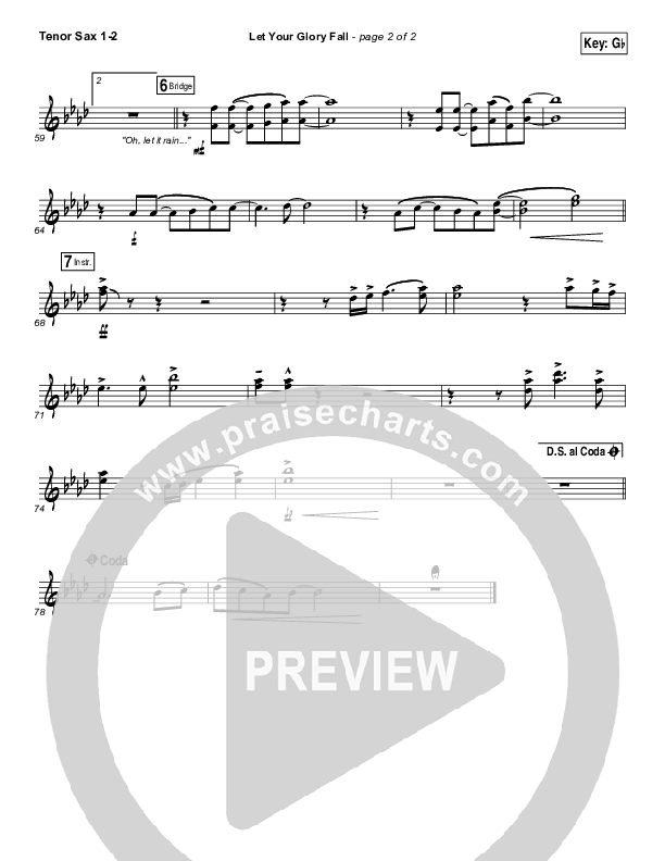 Let Your Glory Fall Tenor Sax 1/2 (Kari Jobe)
