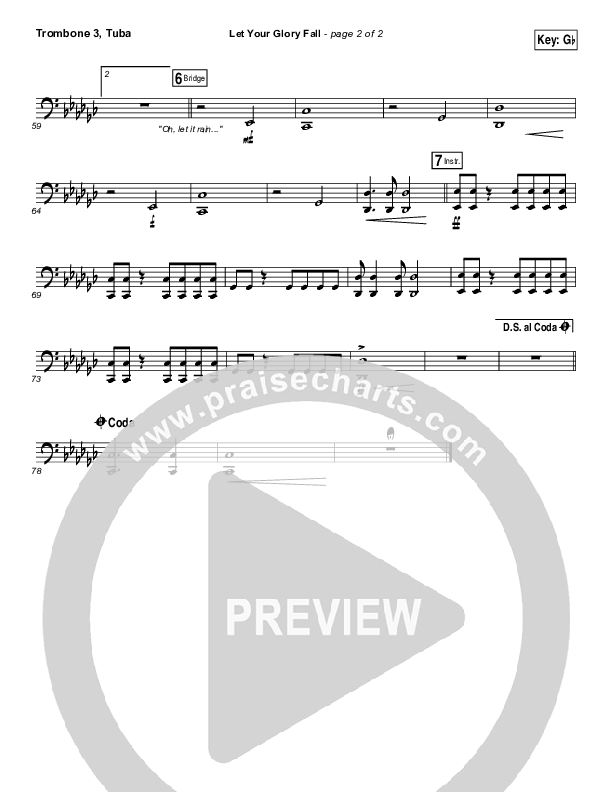 Let Your Glory Fall Trombone 3/Tuba (Kari Jobe)