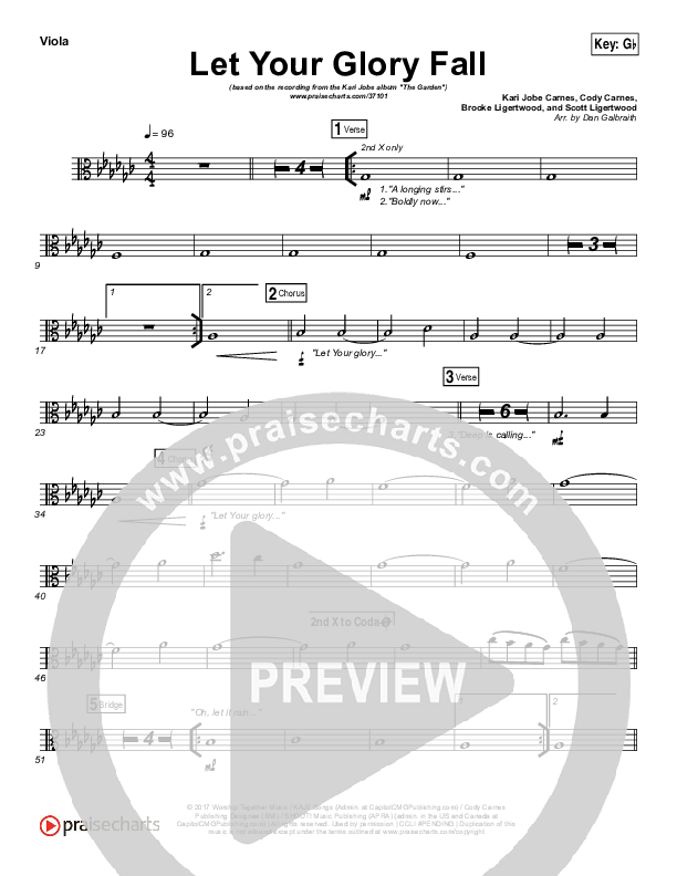 Let Your Glory Fall Viola (Kari Jobe)