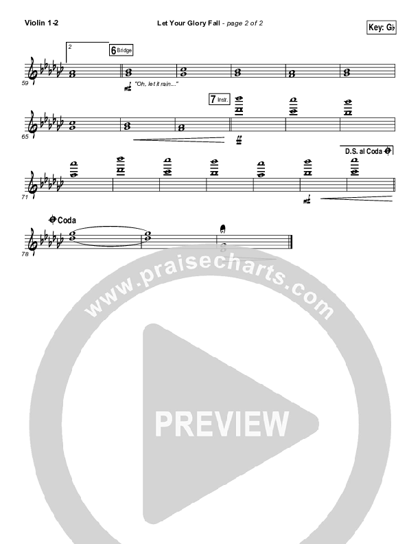 Let Your Glory Fall Violin 1/2 (Kari Jobe)