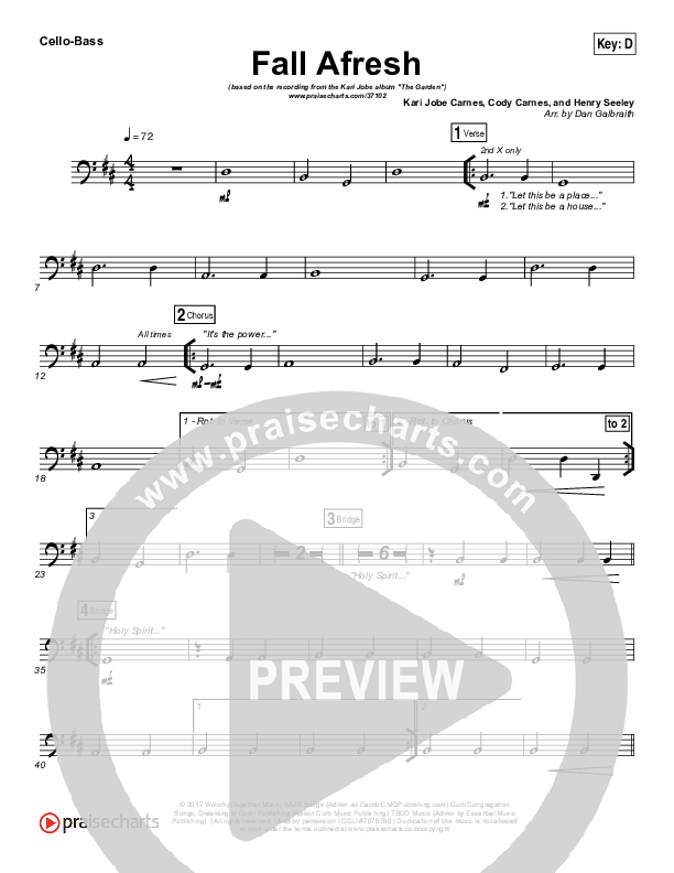 Fall Afresh Cello/Bass (Kari Jobe)