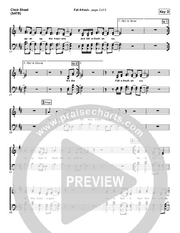 Fall Afresh Choir Sheet (SATB) (Kari Jobe)