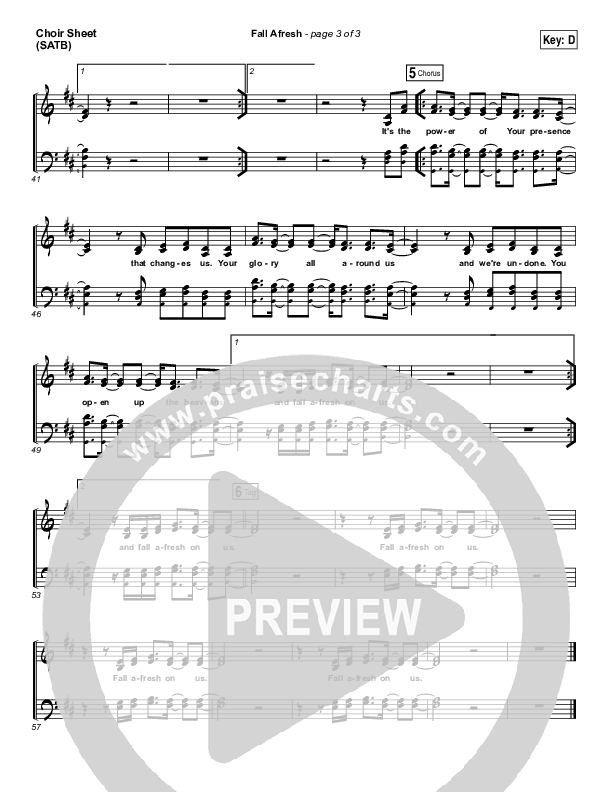 Fall Afresh Choir Sheet (SATB) (Kari Jobe)