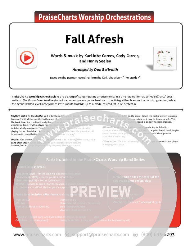 Fall Afresh Cover Sheet (Kari Jobe)