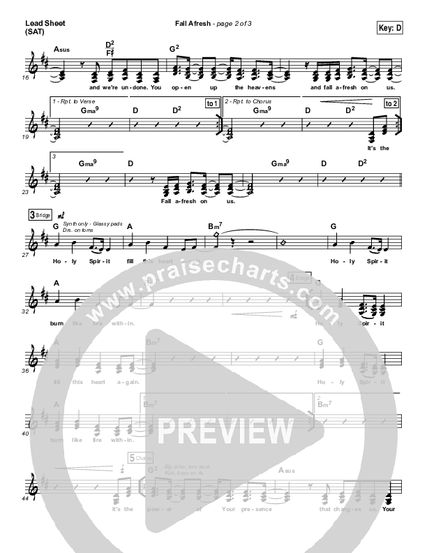 Fall Afresh Lead Sheet (SAT) (Kari Jobe)