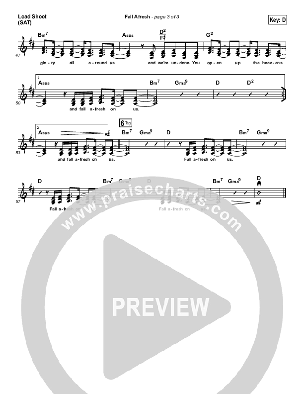 Fall Afresh Lead Sheet (SAT) (Kari Jobe)