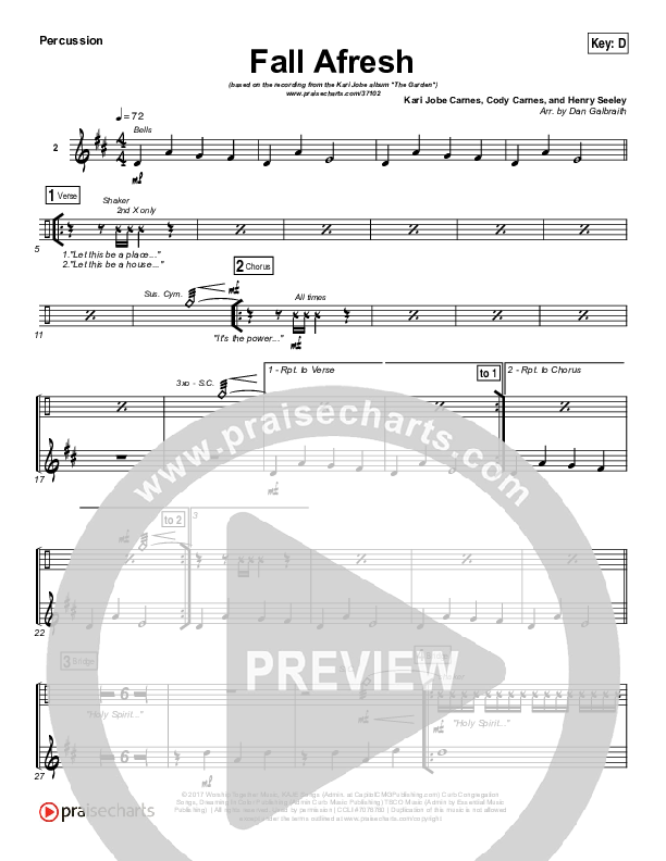 Fall Afresh Percussion (Kari Jobe)