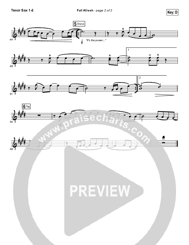 Fall Afresh Tenor Sax 1/2 (Kari Jobe)