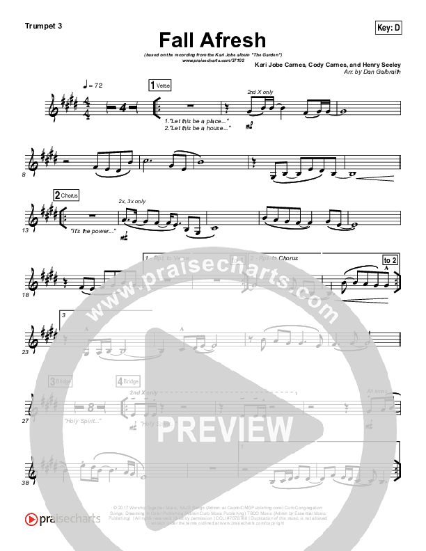 Fall Afresh Trumpet 3 (Kari Jobe)