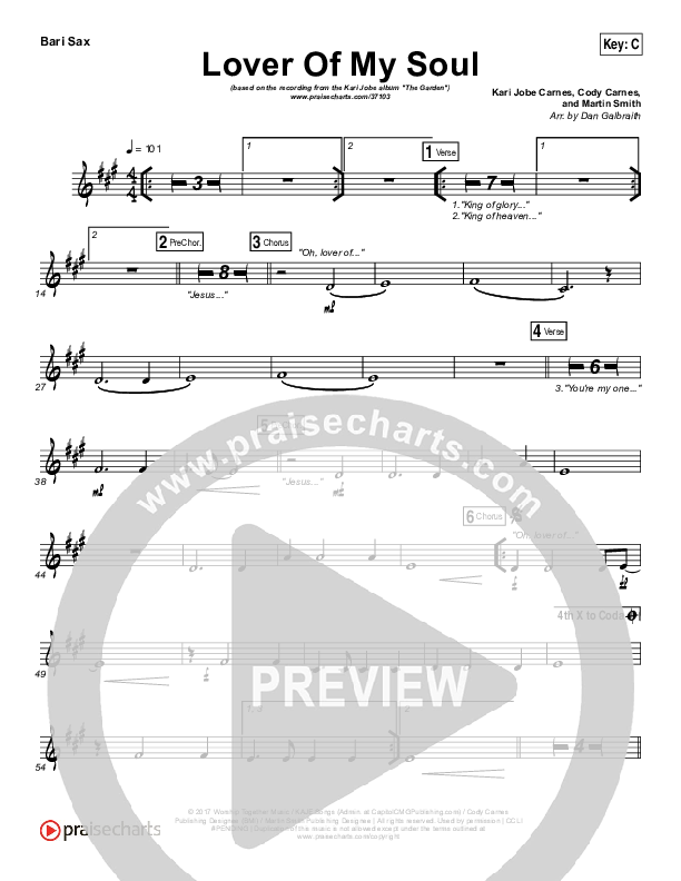 Lover Of My Soul Bari Sax (Kari Jobe)