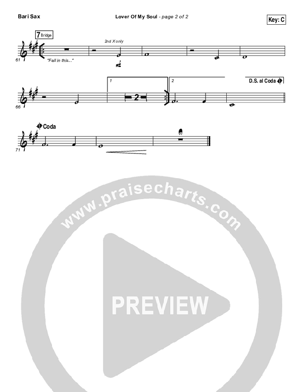 Lover Of My Soul Bari Sax (Kari Jobe)
