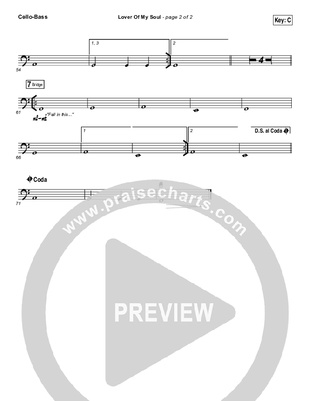 Lover Of My Soul Cello/Bass (Kari Jobe)
