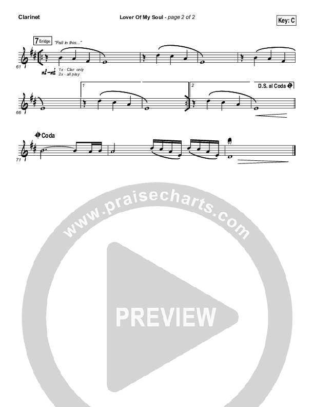 Lover Of My Soul Clarinet (Kari Jobe)
