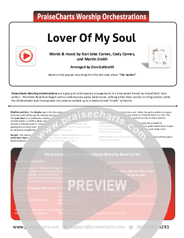 Lover Of My Soul Cover Sheet (Kari Jobe)