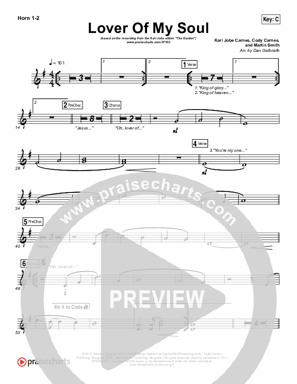 Lover Of My Soul French Horn 1/2 (Kari Jobe)