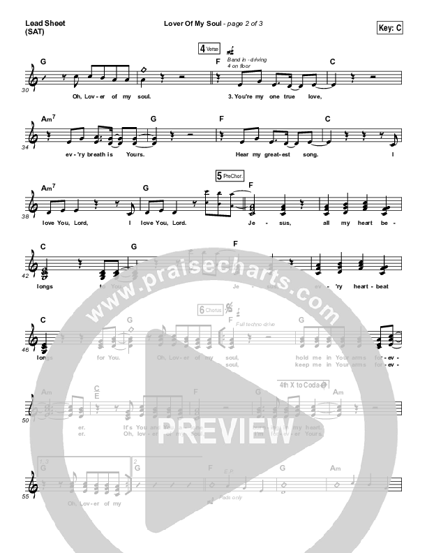 Lover Of My Soul Lead Sheet (SAT) (Kari Jobe)