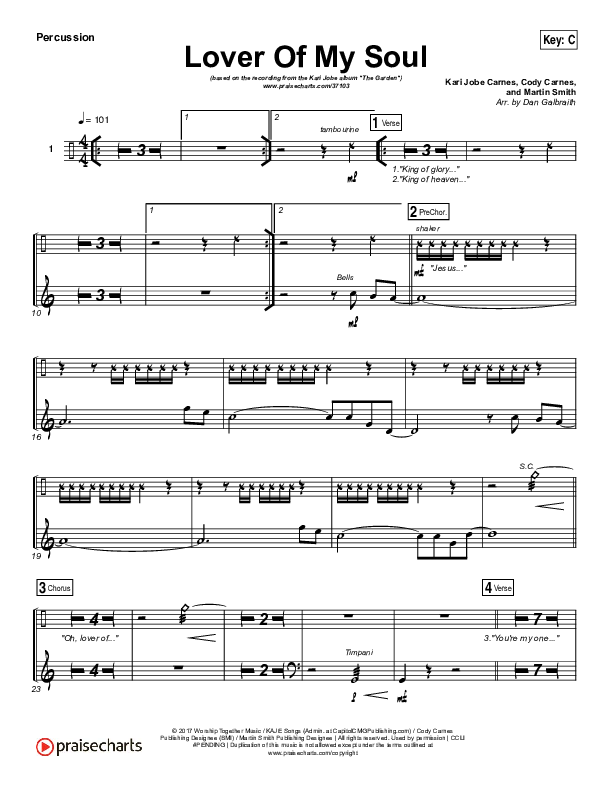Lover Of My Soul Percussion (Kari Jobe)