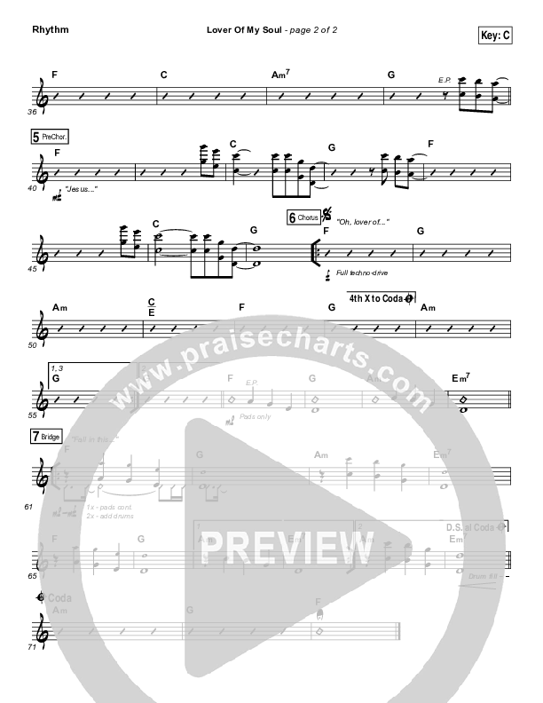 Lover Of My Soul Rhythm Chart (Kari Jobe)