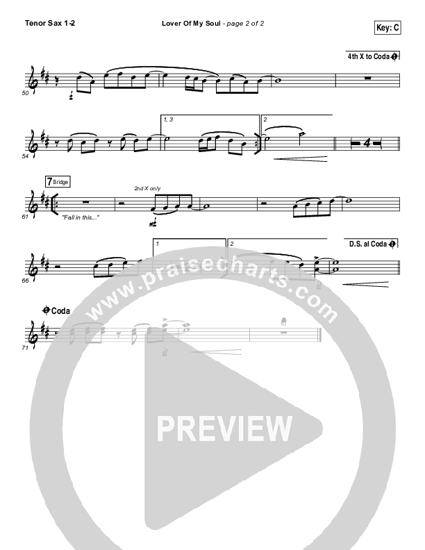 Lover Of My Soul Tenor Sax 1/2 (Kari Jobe)