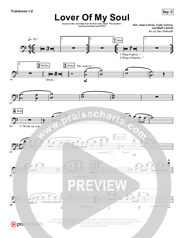 Lover Of My Soul Trombone 1/2 (Kari Jobe)