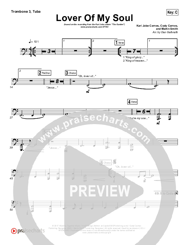 Lover Of My Soul Trombone 3/Tuba (Kari Jobe)