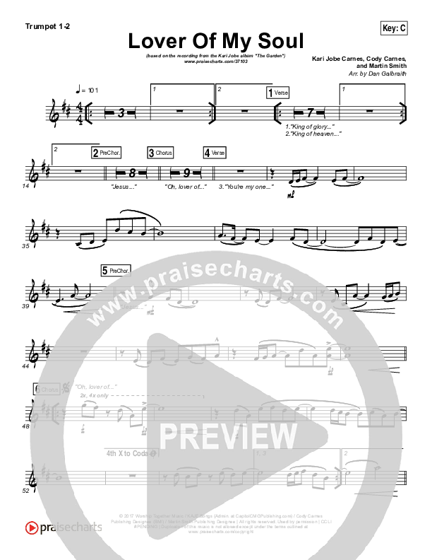 Lover Of My Soul Trumpet 1,2 (Kari Jobe)