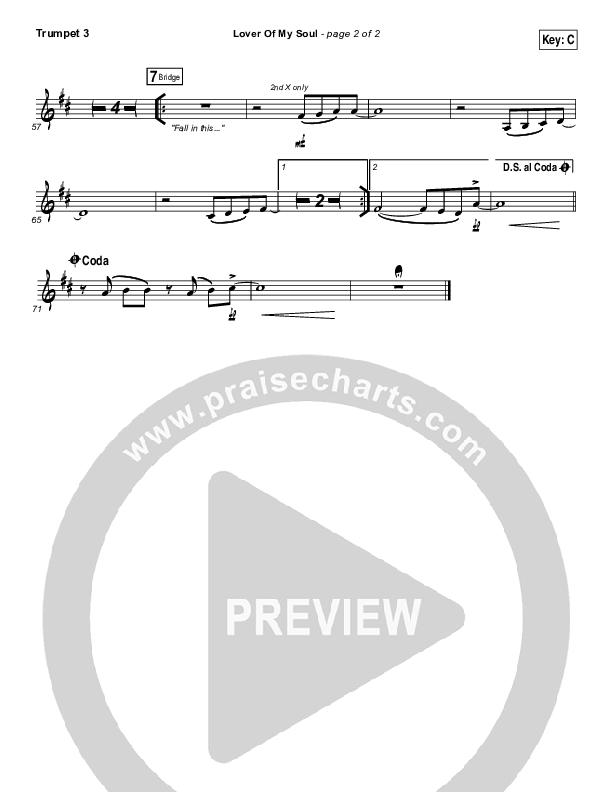 Lover Of My Soul Trumpet 3 (Kari Jobe)