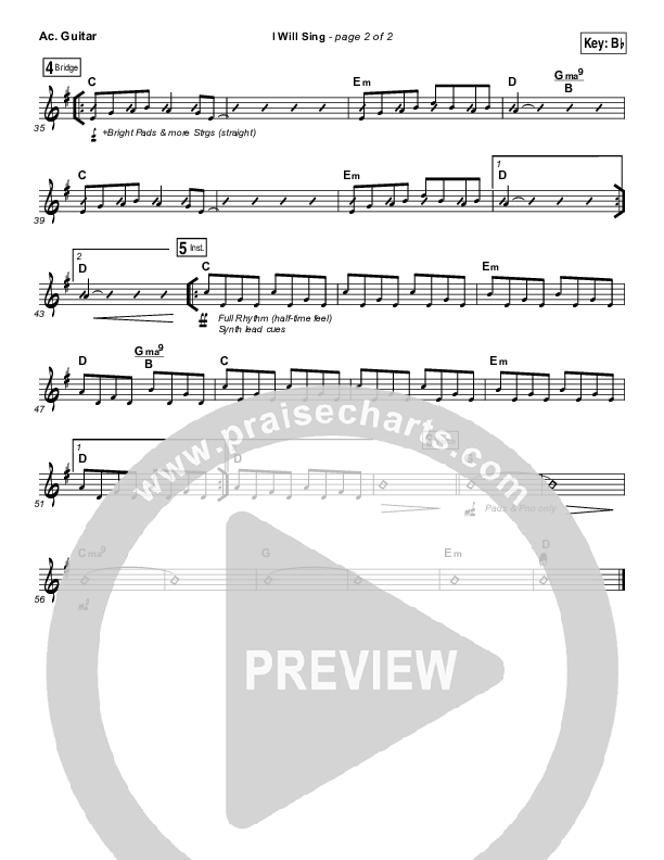 I Will Sing Acoustic Guitar (Kari Jobe)