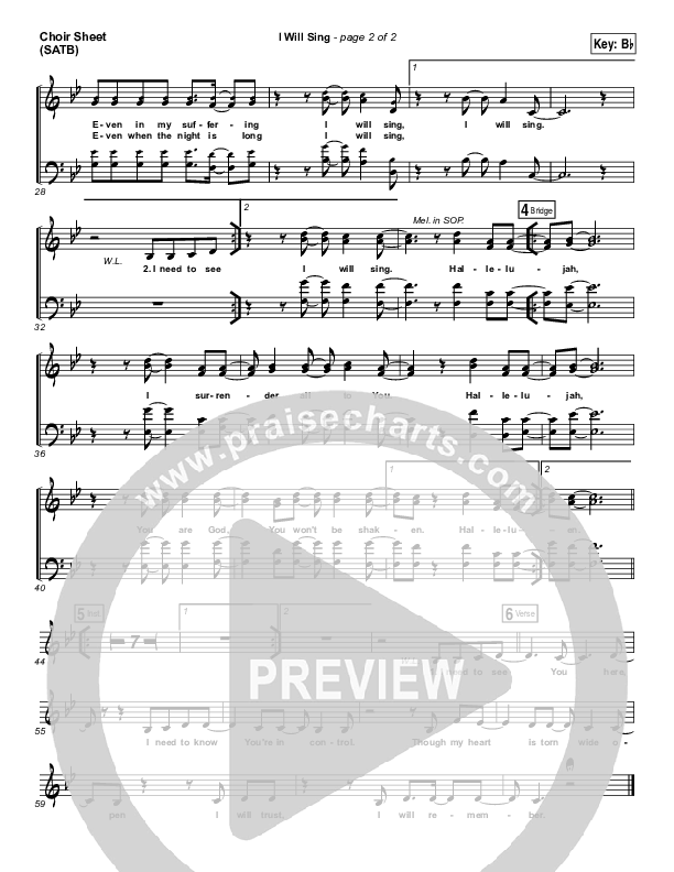 I Will Sing Choir Vocals (SATB) (Kari Jobe)