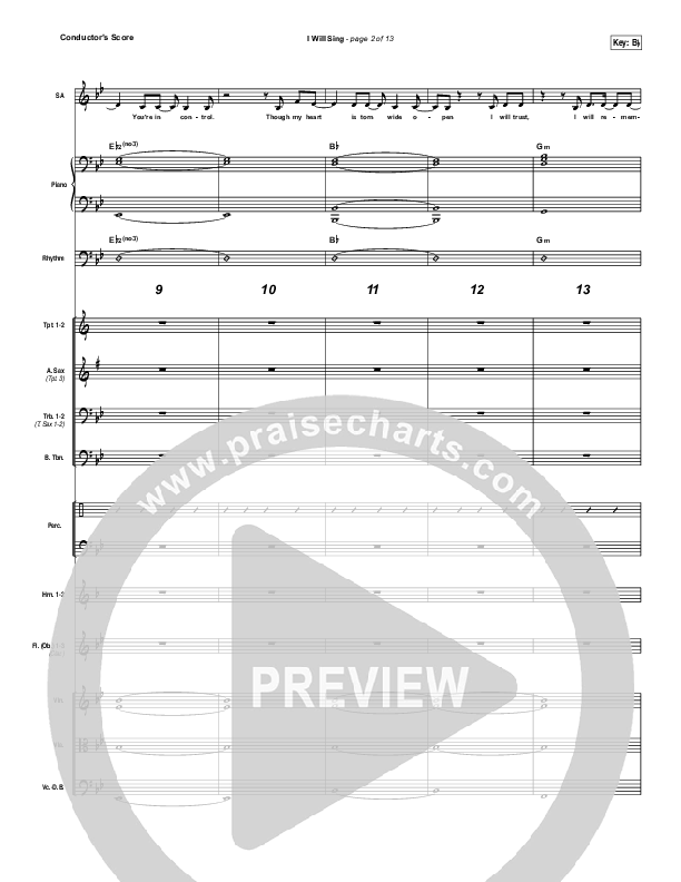I Will Sing Conductor's Score (Kari Jobe)