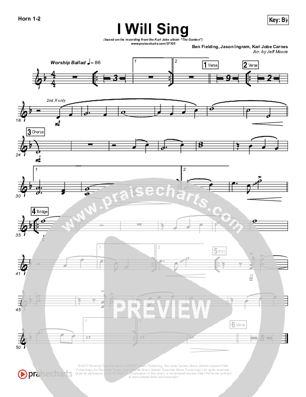 I Will Sing Brass Pack (Kari Jobe)