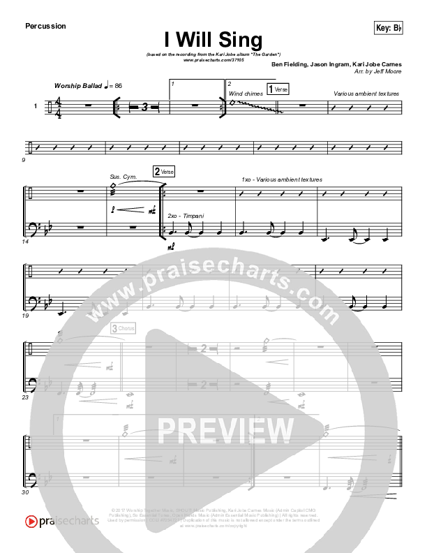 I Will Sing Percussion (Kari Jobe)