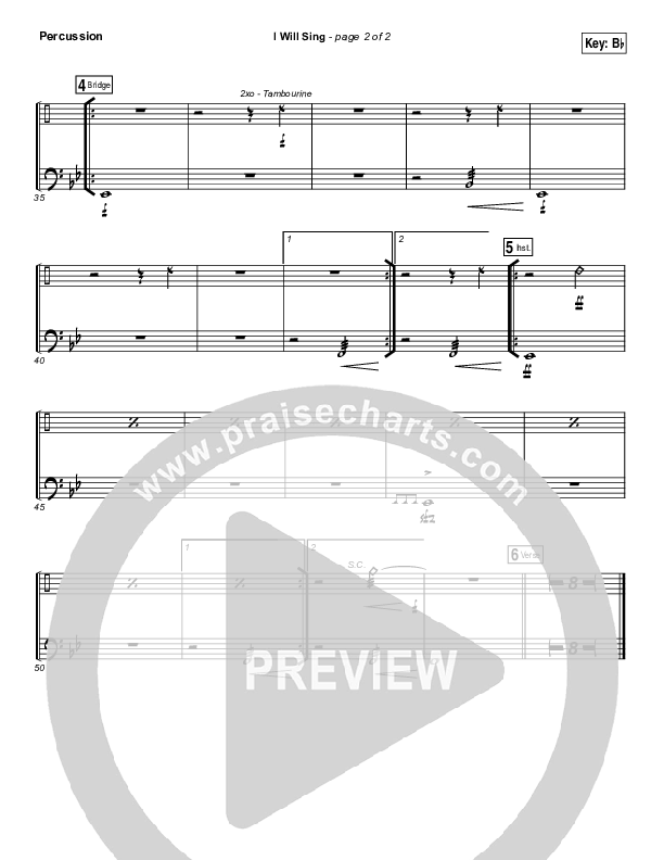 I Will Sing Percussion (Kari Jobe)