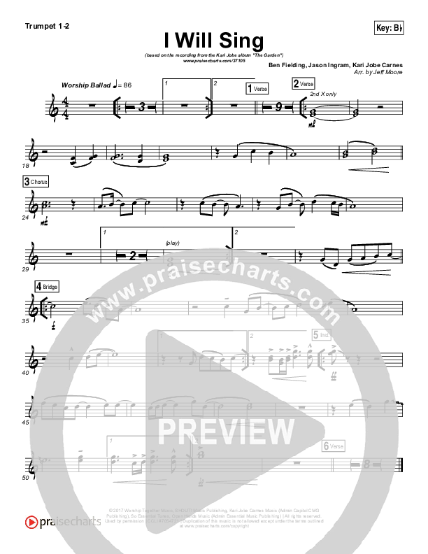 I Will Sing Brass Pack (Kari Jobe)