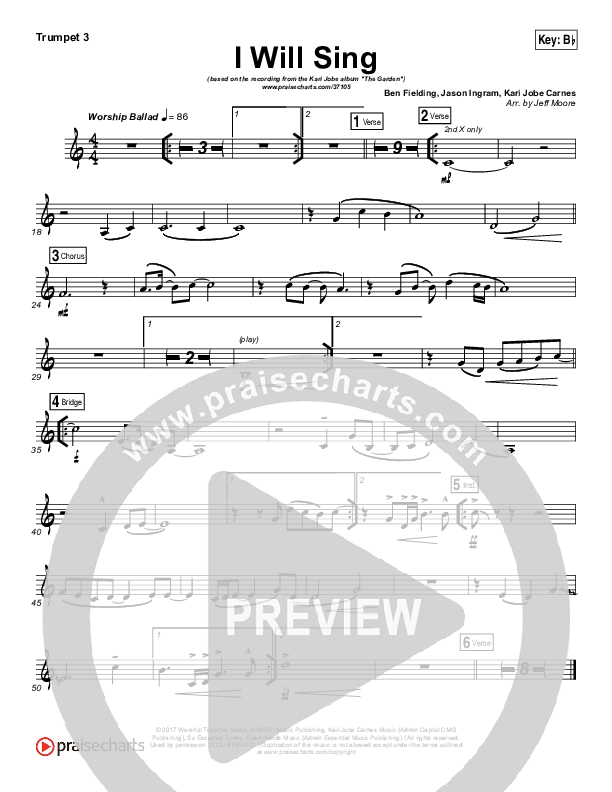 I Will Sing Brass Pack (Kari Jobe)