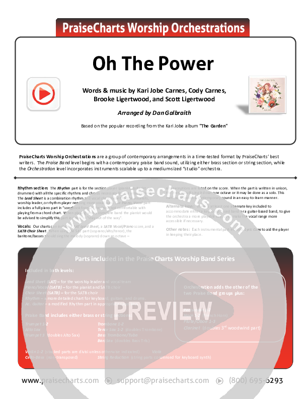 Oh The Power Cover Sheet (Kari Jobe)