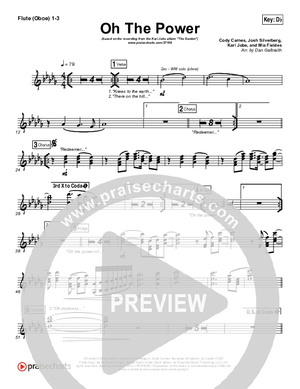 Oh The Power Flute/Oboe 1/2/3 (Kari Jobe)