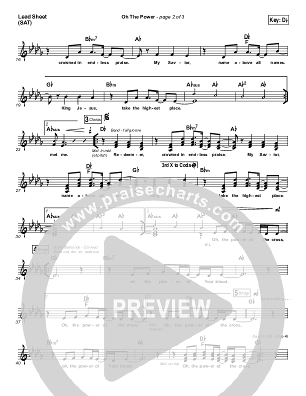 Oh The Power Lead Sheet (SAT) (Kari Jobe)