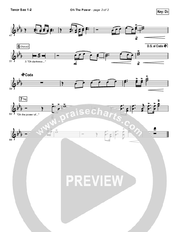 Oh The Power Tenor Sax 1/2 (Kari Jobe)