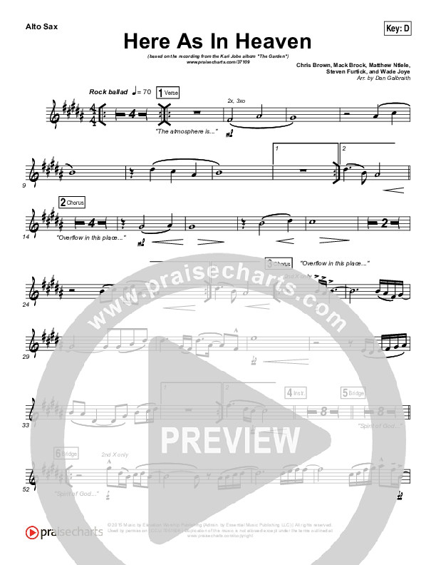 Here As In Heaven Alto Sax (Kari Jobe / Cody Carnes)